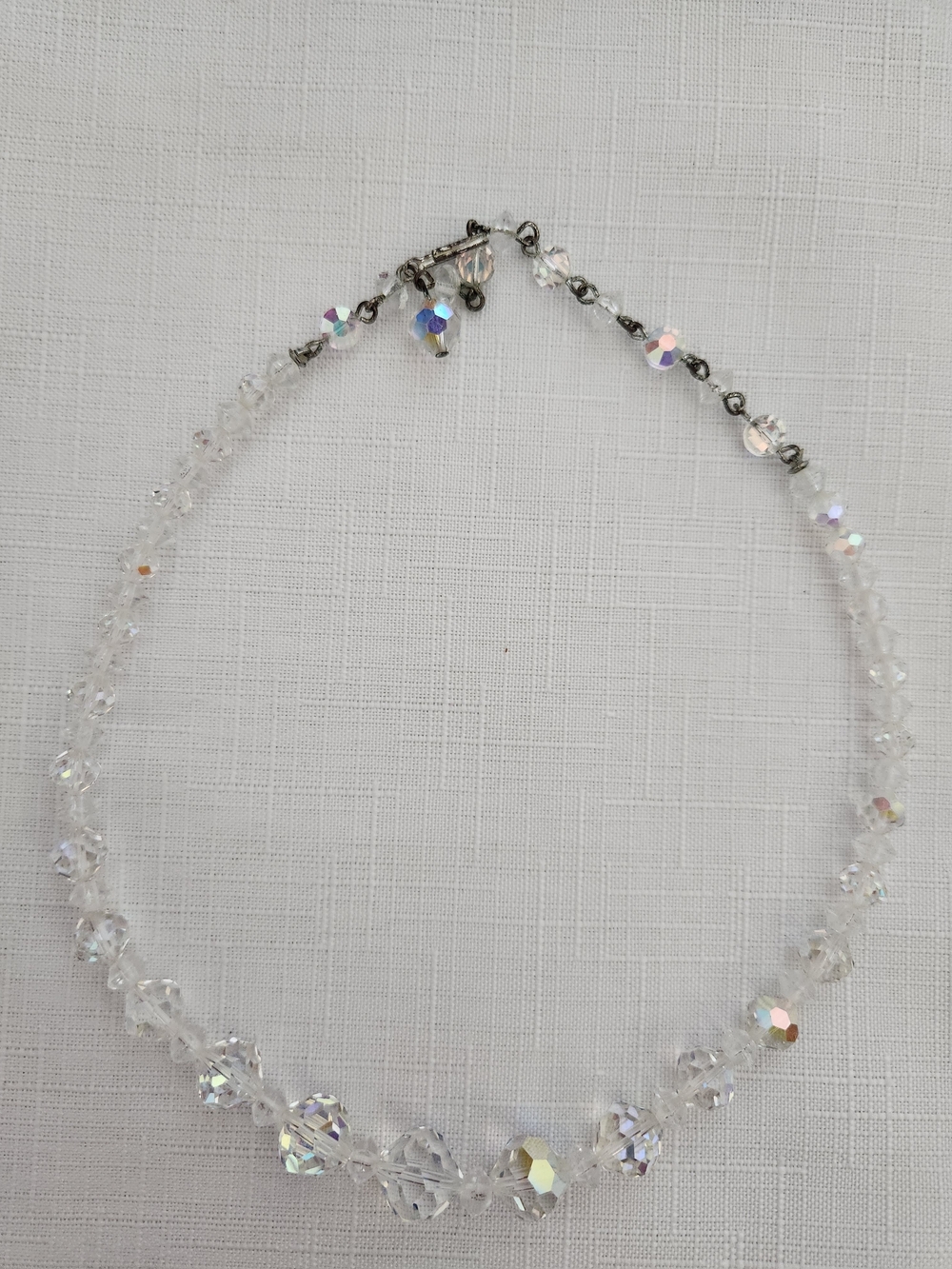 Vintage Austrian Crystal Aurora Borealis Beaded Necklace